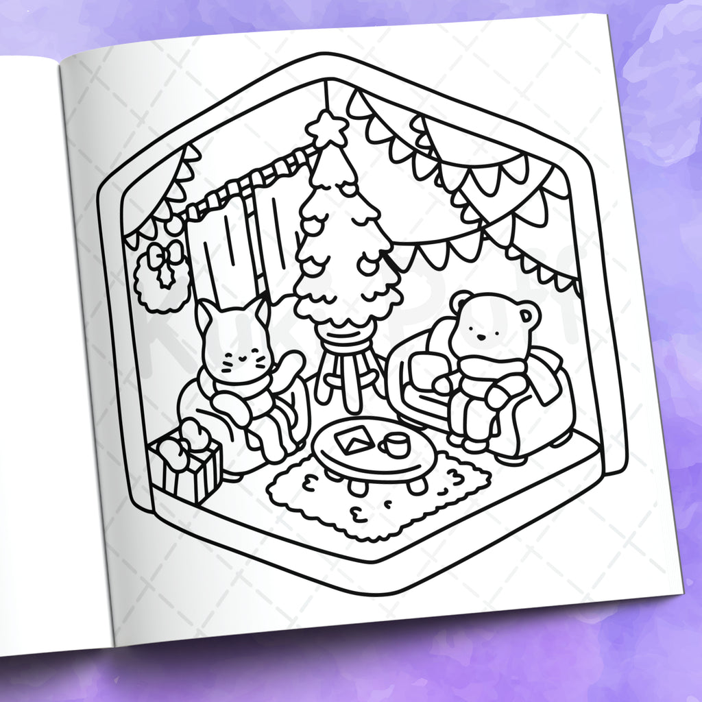 Xmas Corner Coloring Book by Kuki Puff